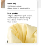 Reusable Beeswax Bread Bag with Snap Zipper