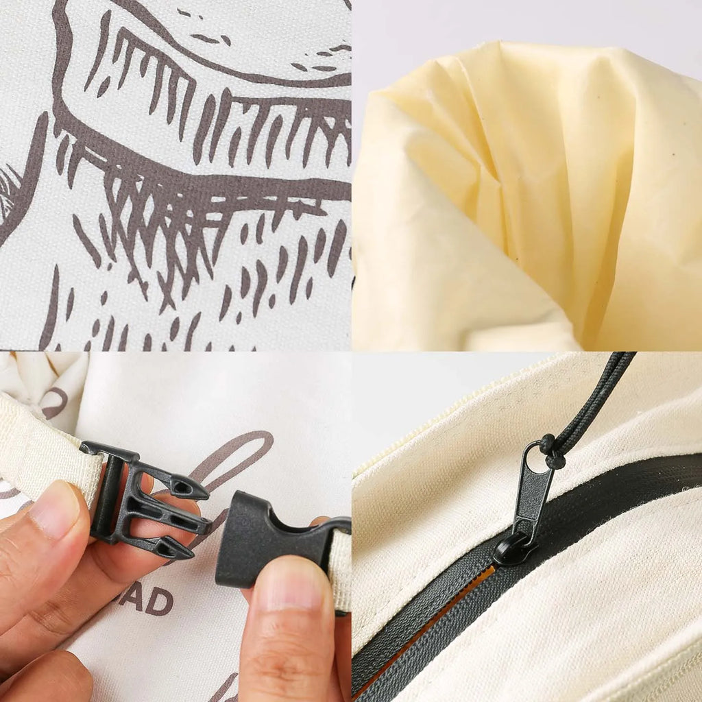 Reusable Beeswax Bread Bag with Snap Zipper