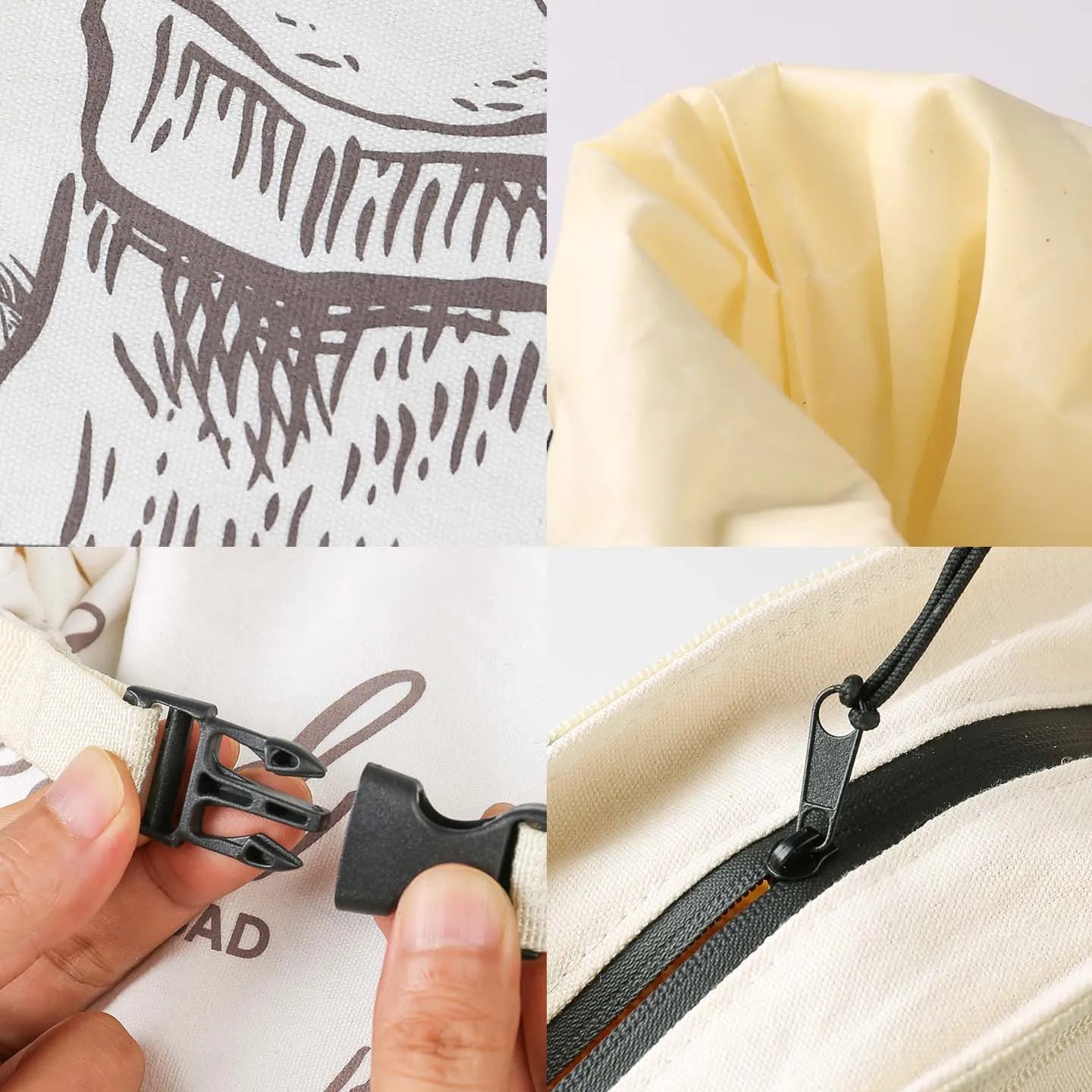 Reusable Beeswax Bread Bag with Snap Zipper