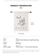 Reusable Beeswax Bread Bag with Snap Zipper