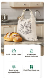 Reusable Beeswax Bread Bag with Snap Zipper