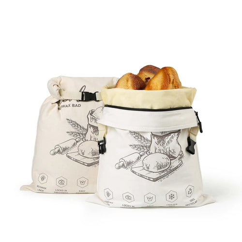 Reusable Beeswax Bread Bag with Snap Zipper