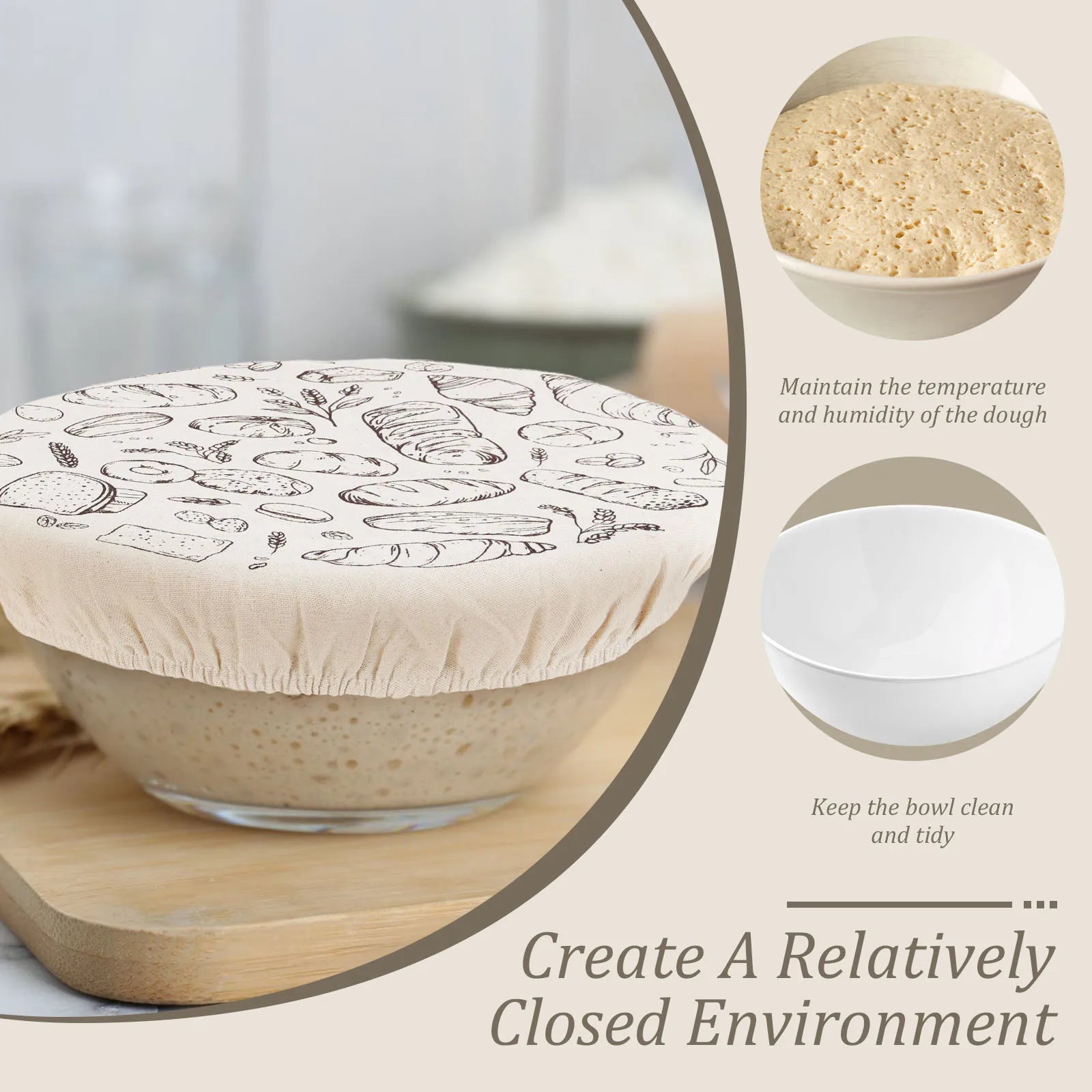 Sourdough Bowl Cover – 3pcs Elastic Bread Proofing Cover