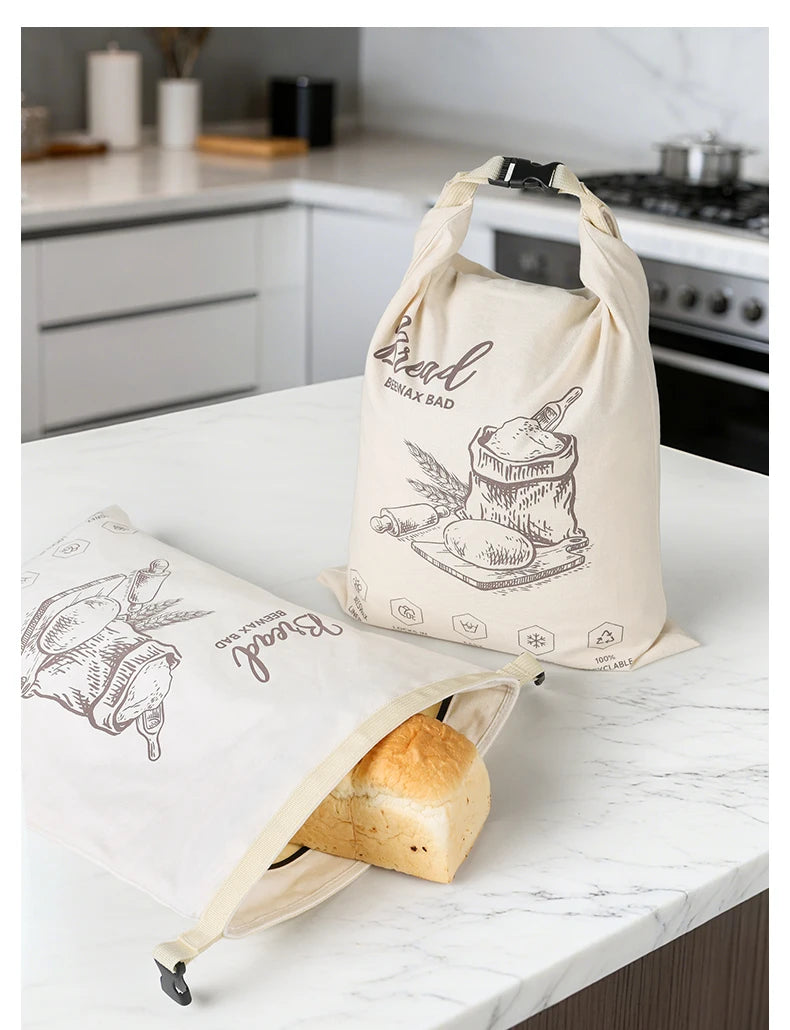 Reusable Beeswax Bread Bag with Snap Zipper