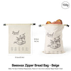 Reusable Beeswax Bread Bag with Snap Zipper