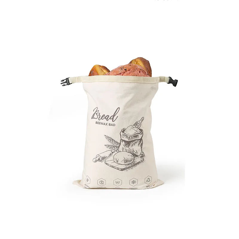 Reusable Beeswax Bread Bag with Snap Zipper