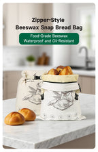 Reusable Beeswax Bread Bag with Snap Zipper