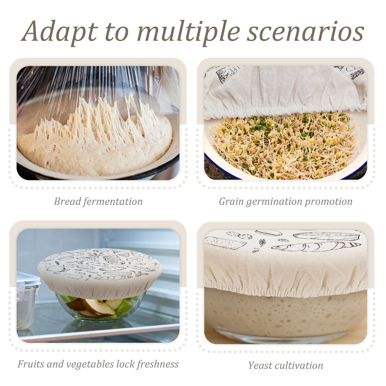 Sourdough Bowl Cover – 3pcs Elastic Bread Proofing Cover