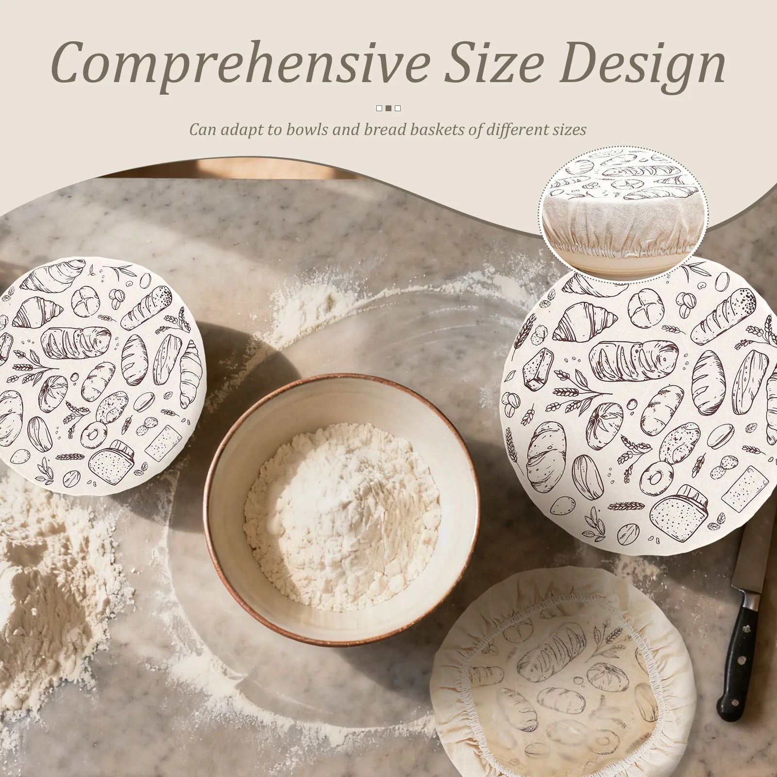 Sourdough Bowl Cover – 3pcs Elastic Bread Proofing Cover